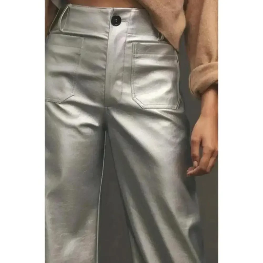* CS Maeve the Colette Cropped Wide-Leg Faux Leather Pants | Sz 26 (M175K6) - Picture 2 of 9